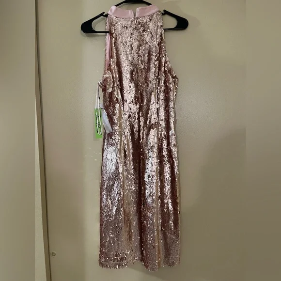Rose gold Sam Edelman halter dress size 10 - Picture 3 of 4